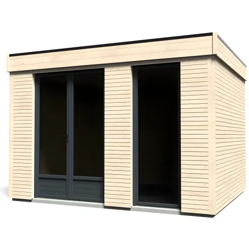 Casetta in Legno Abitabile 3.6x3 mt Parete Isolanti Porta Finestra da Giardino | BricoShop24