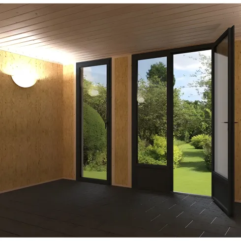 Casetta in Legno Abitabile 3.6x3 mt Parete Isolanti Porta Finestra da Giardino | BricoShop24