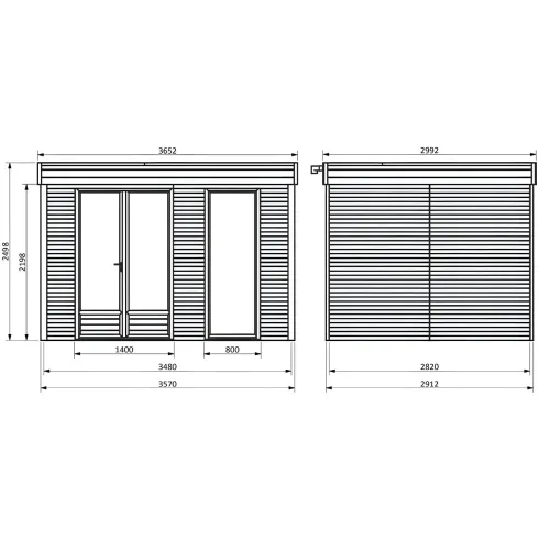 Casetta in Legno Abitabile 3.6x3 mt Parete Isolanti Porta Finestra da Giardino | BricoShop24