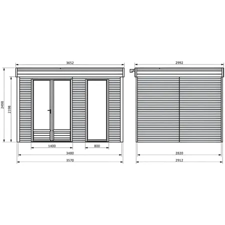 Casetta in Legno Abitabile 3.6x3 mt Parete Isolanti Porta Finestra da Giardino | BricoShop24