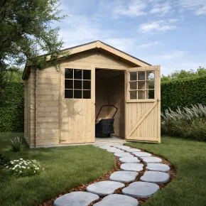 Casetta in Legno 3x3 mt 28 mm Block House Moderna Porta Attrezzi da Giardino | BricoShop24 2