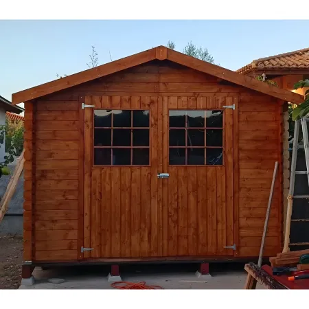 Casetta in Legno 3x3 mt 28 mm Block House Moderna Porta Attrezzi da Giardino | BricoShop24
