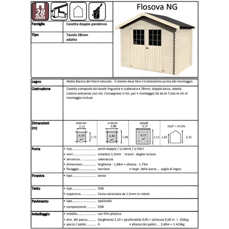Casetta in Legno 3x2 mt Block House 28 mm Moderna Porta Attrezzi da Giardino | BricoShop24