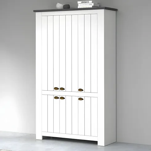 Armadio Scarpiera 6 Ante Mobile Ingresso Bianco Report 114x42x200 cm