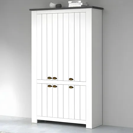 Armadio Scarpiera 6 Ante Mobile Ingresso Bianco Report 114x42x200 cm