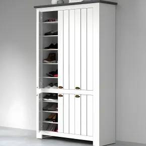 Armadio Scarpiera 6 Ante Mobile Ingresso Bianco Report 114x42x200 cm 2
