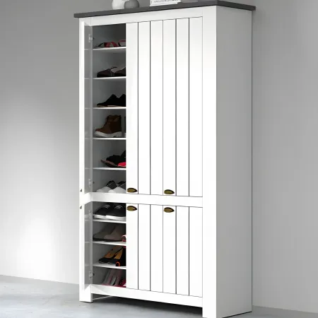 Armadio Scarpiera 6 Ante Mobile Ingresso Bianco Report 114x42x200 cm