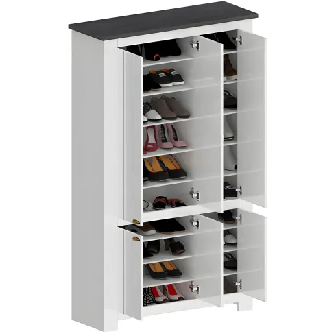 Armadio Scarpiera 6 Ante Mobile Ingresso Bianco Report 114x42x200 cm
