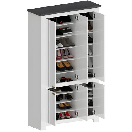 Armadio Scarpiera 6 Ante Mobile Ingresso Bianco Report 114x42x200 cm