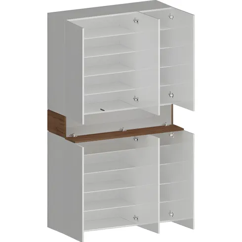 Armadio Scarpiera Bianco Lucido Rovere 6 Ante 1 Ribalta 8 Ripiani