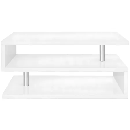 Tavolino da Caffè 90 cm in Legno Bianco 2 Ripiani da Soggiorno Moderno