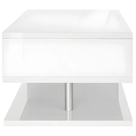Tavolino da Caffè 90 cm in Legno Bianco 2 Ripiani da Soggiorno Moderno