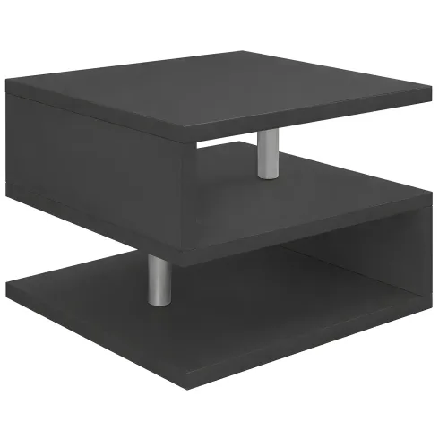 Tavolino da Caffè 55 cm in Legno Antracite 2 Ripiani Soggiorno Moderno