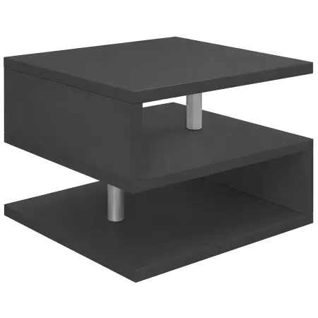Tavolino da Caffè 55 cm in Legno Antracite 2 Ripiani Soggiorno Moderno