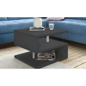 Tavolino da Caffè 55 cm in Legno Antracite 2 Ripiani Soggiorno Moderno 2