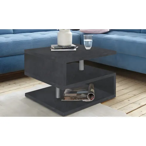 Tavolino da Caffè 55 cm in Legno Report 2 Ripiani da Soggiorno Moderno