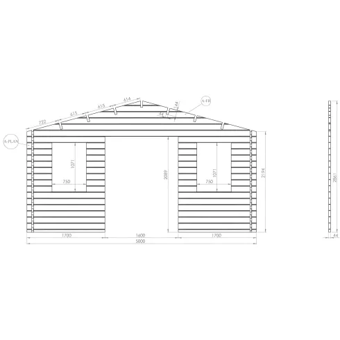 Casetta in Legno 5x5 mt 44 mm Rimessa Attrezzi Blockhouse da Giardino