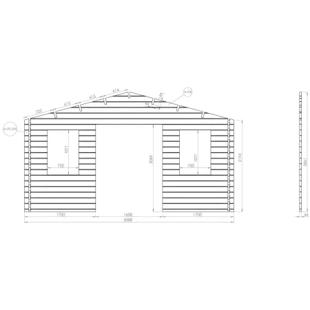 Casetta in Legno 5x5 mt 44 mm Rimessa Attrezzi Blockhouse da Giardino