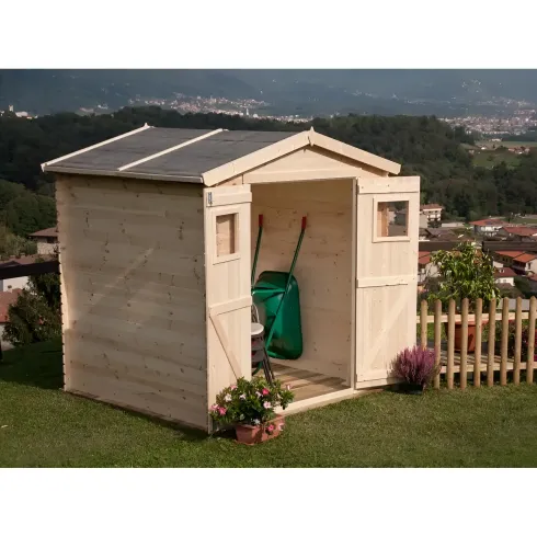 Casetta in Legno 2x2.5 mt 19 mm Blockhouse Rimessa Attrezzi da Giardino