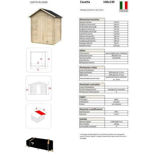 Casetta in Legno Piccola 1.5x1.3 con Pavimento Interno da Giardino