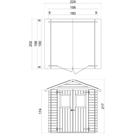 Casetta in Legno 2x2 con Pavimento Ricovero per Attrezzi da Giardino