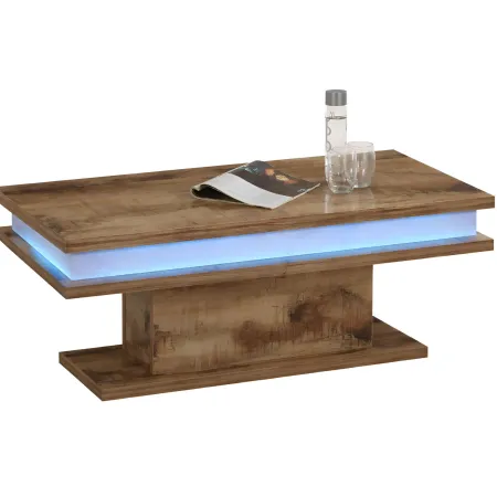 Tavolino da Caffè 100 cm con LED Acero Rettangolare da Soggiorno
