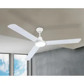 Ventilatore Soffitto con Luce 142 cm 3 Pale Metallo Bianco 3 Velocità 2