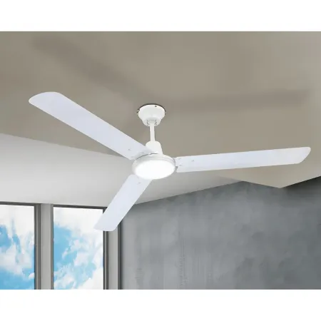 Ventilatore Soffitto con Luce 142 cm 3 Pale Metallo Bianco 3 Velocità