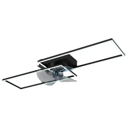 Ventilatore Soffitto con Luce LED Dimmerabile Metallo Nero Telecomando