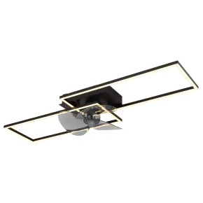 Ventilatore Soffitto con Luce LED Dimmerabile Metallo Nero Telecomando