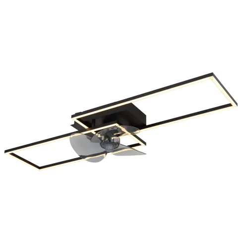 Ventilatore Soffitto con Luce LED Dimmerabile Metallo Nero Telecomando