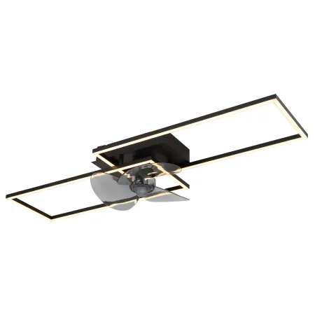 Ventilatore Soffitto con Luce LED Dimmerabile Metallo Nero Telecomando