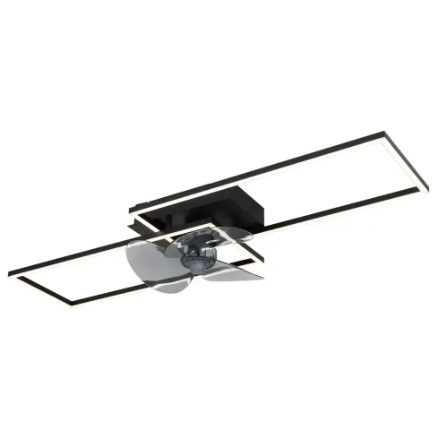 Ventilatore Soffitto con Luce LED Dimmerabile Metallo Nero Telecomando