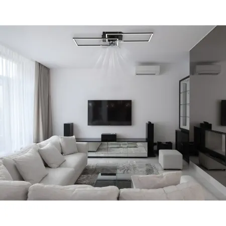 Ventilatore Soffitto con Luce LED Dimmerabile Metallo Nero Telecomando