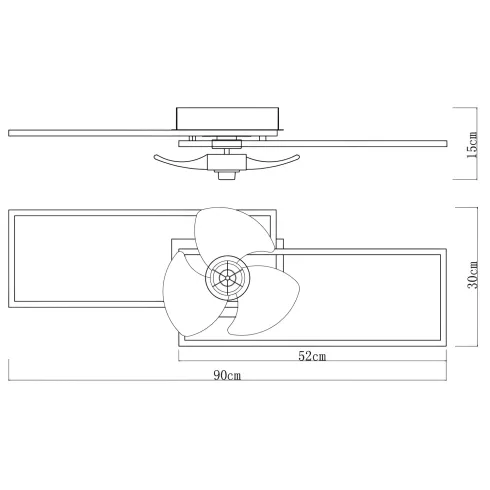 Ventilatore Soffitto con Luce LED Dimmerabile Metallo Nero Telecomando