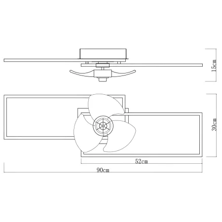 Ventilatore Soffitto con Luce LED Dimmerabile Metallo Nero Telecomando