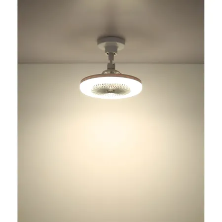 Ventilatore Soffitto con Luce LED Dimmerabile Bianco Tondo Telecomando