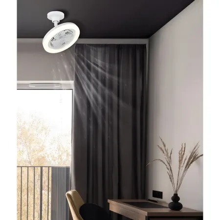Ventilatore Soffitto con Luce LED Dimmerabile Bianco Tondo Telecomando