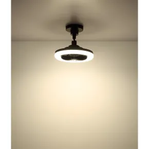 Ventilatore Soffitto con Luce LED Dimmerabile Nero Tondo Telecomando 2
