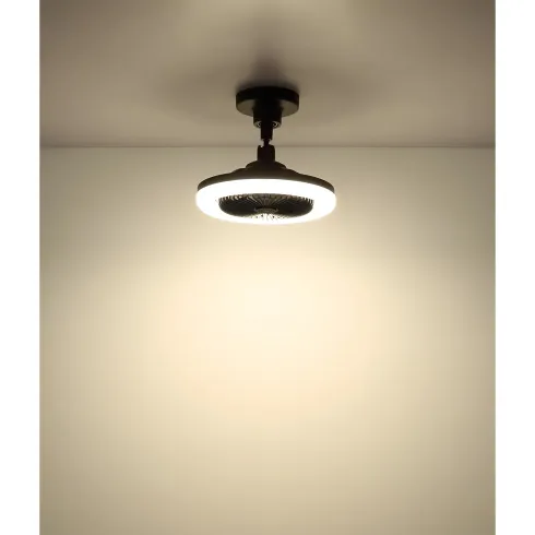 Ventilatore Soffitto con Luce LED Dimmerabile Nero Tondo Telecomando