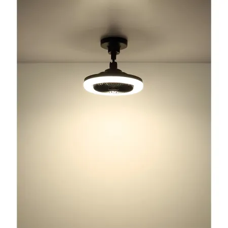 Ventilatore Soffitto con Luce LED Dimmerabile Nero Tondo Telecomando