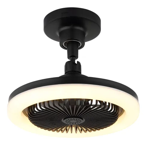 Ventilatore Soffitto con Luce LED Dimmerabile Nero Tondo Telecomando