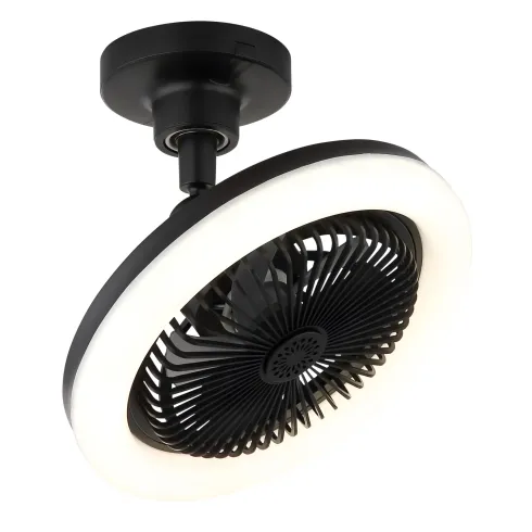 Ventilatore Soffitto con Luce LED Dimmerabile Nero Tondo Telecomando