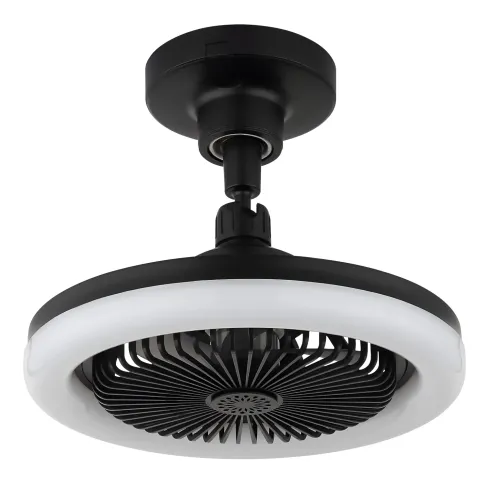 Ventilatore Soffitto con Luce LED Dimmerabile Nero Tondo Telecomando