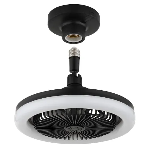 Ventilatore Soffitto con Luce LED Dimmerabile Nero Tondo Telecomando