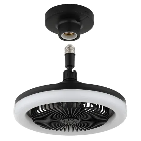 Ventilatore Soffitto con Luce LED Dimmerabile Nero Tondo Telecomando