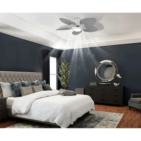 Ventilatore Soffitto con Luce Regolabile Bianco Grigio 22W Telecomando