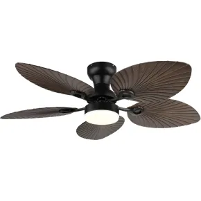 Ventilatore Soffitto con Luce Regolabile Nero Marrone 22W Telecomando