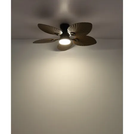 Ventilatore Soffitto con Luce Regolabile Nero Marrone 22W Telecomando