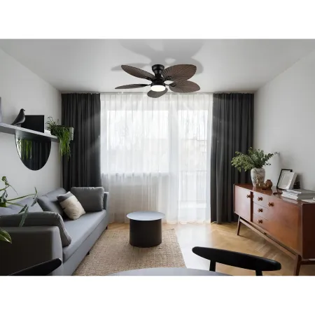 Ventilatore Soffitto con Luce Regolabile Nero Marrone 22W Telecomando